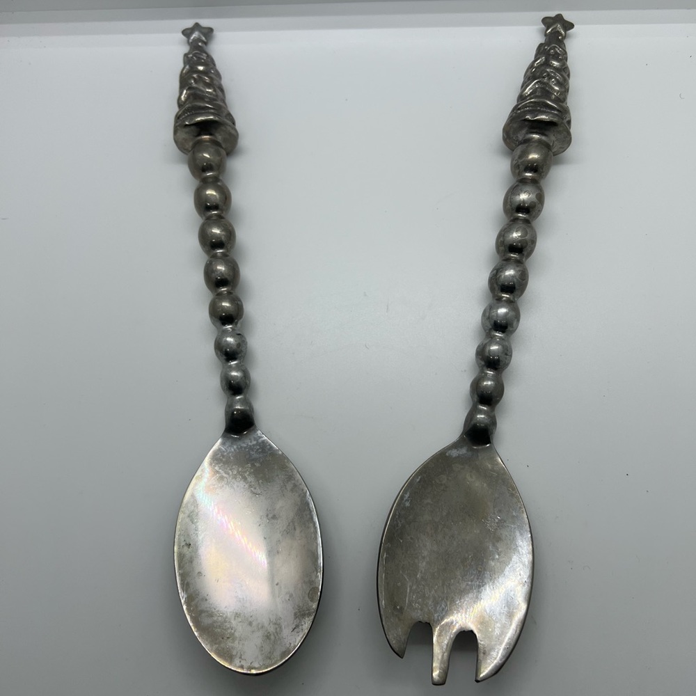 Vintage Christmas Tree Topped Serving Spoon Spork Set